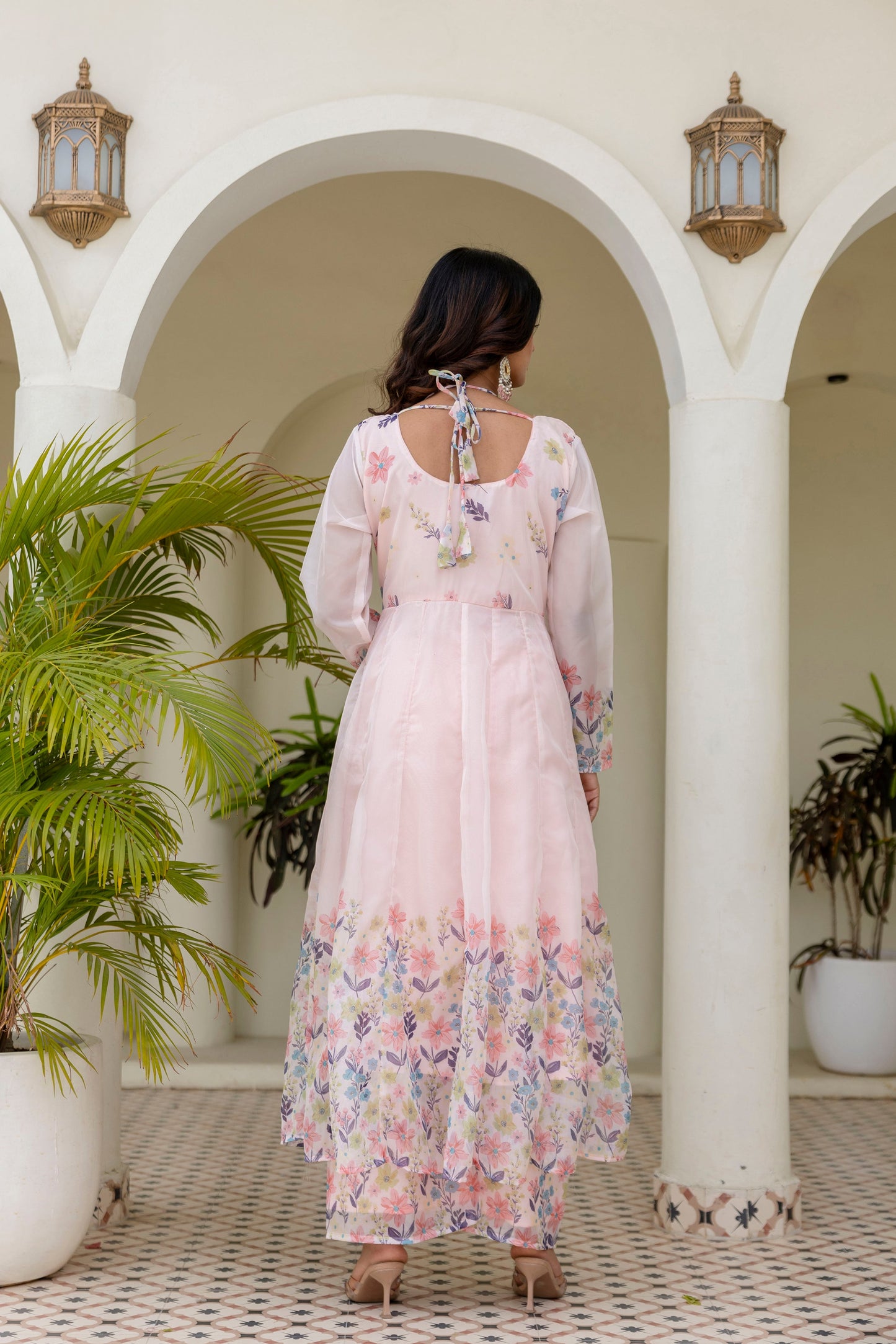Pista Color Handwork with print Gown