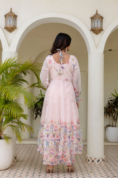 Pista Color Handwork with print Gown