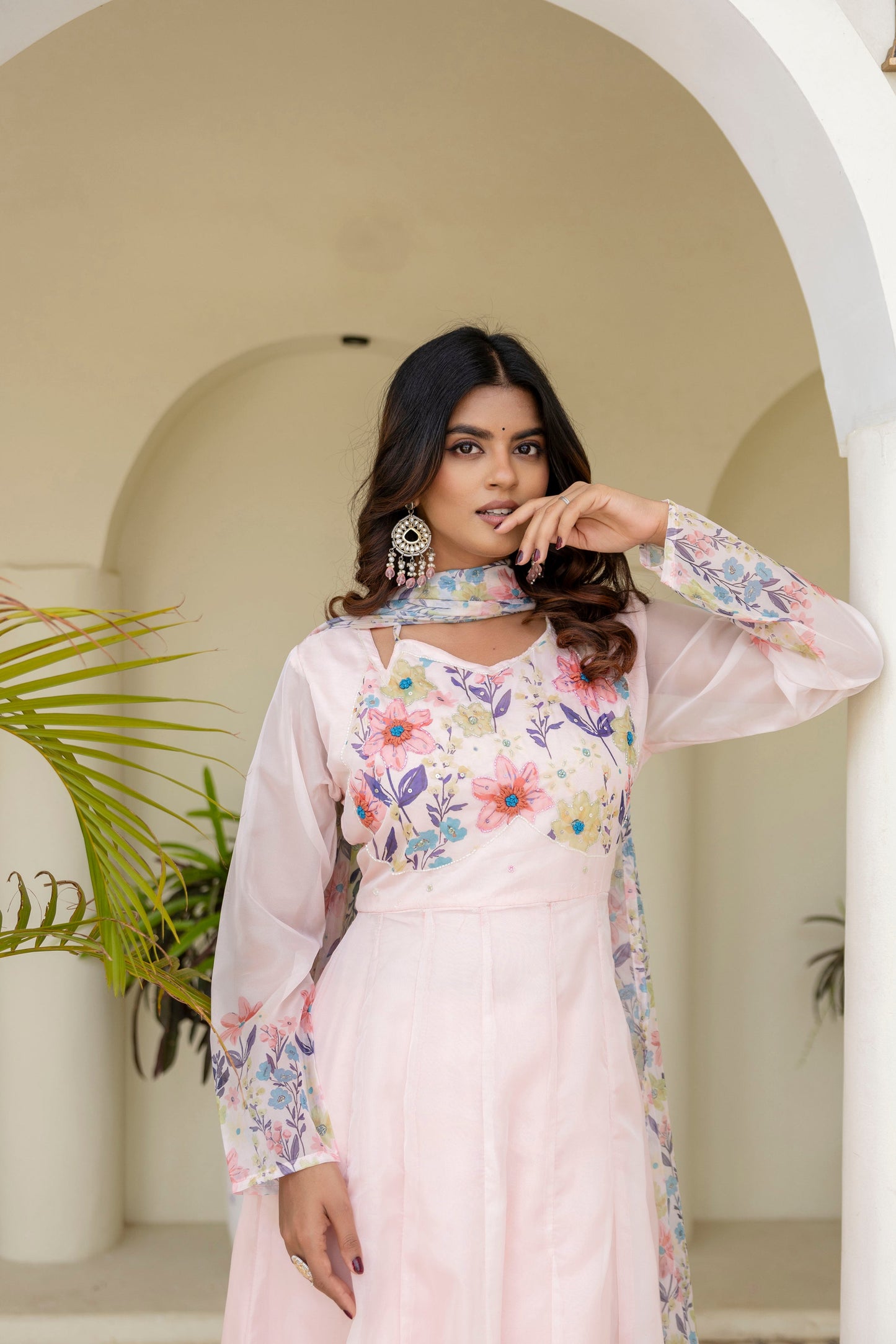 Pista Color Handwork with print Gown