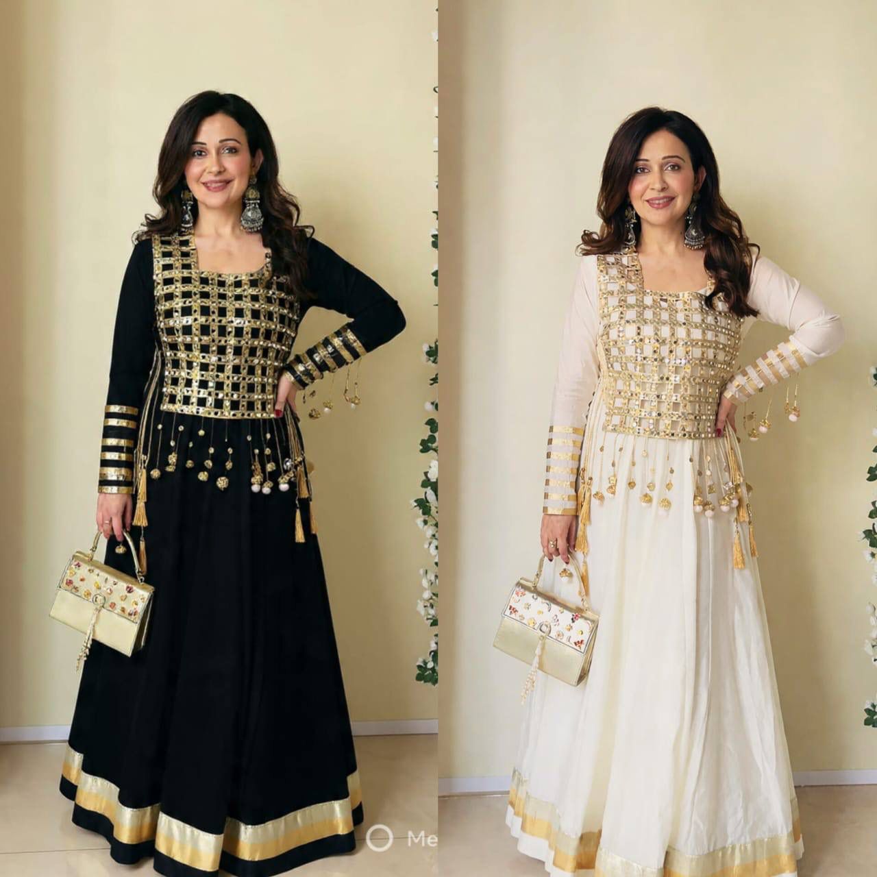 Aurevia Noir Celeste Mirror Anarkali Gown