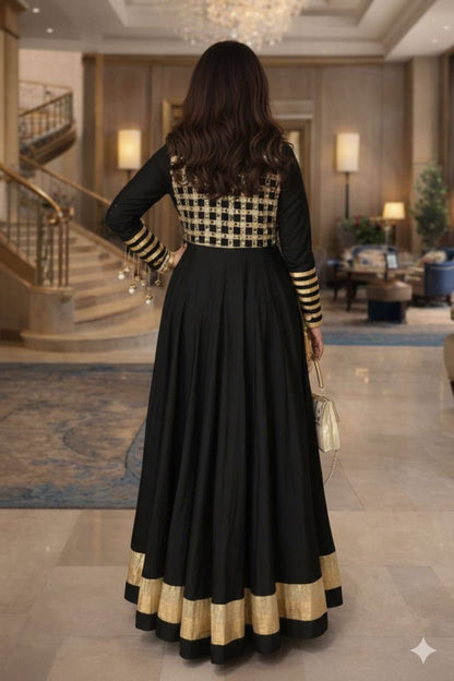 Aurevia Noir Celeste Mirror Anarkali Gown