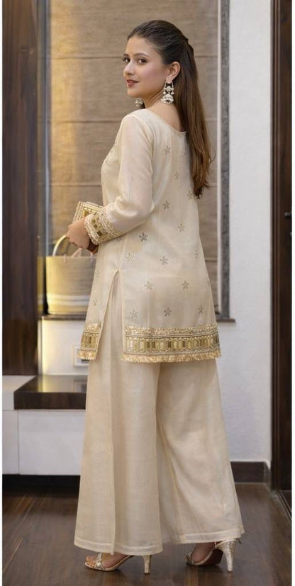 Aurevia Ivory Noor Mirror Work Kurta Set