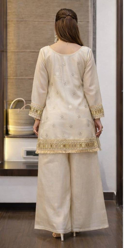 Aurevia Ivory Noor Mirror Work Kurta Set