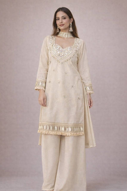 Aurevia Ivory Noor Mirror Work Kurta Set