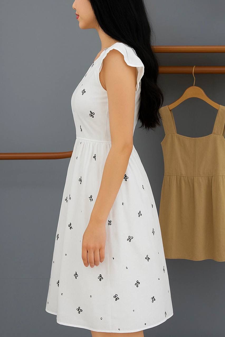 Aurevia Snowflake Digital Print Midi Dress