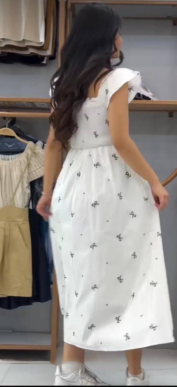 Aurevia Snowflake Digital Print Midi Dress