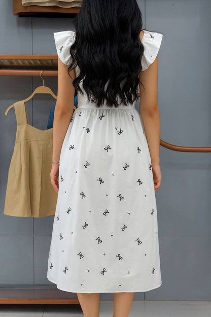 Aurevia Snowflake Digital Print Midi Dress