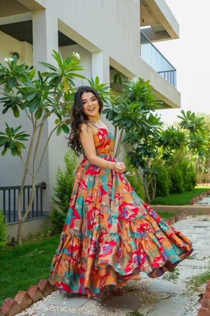 GOMTI-Red & Green Designer Gown