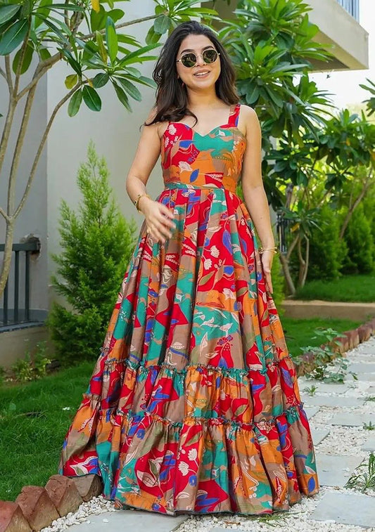 GOMTI-Red & Green Designer Gown