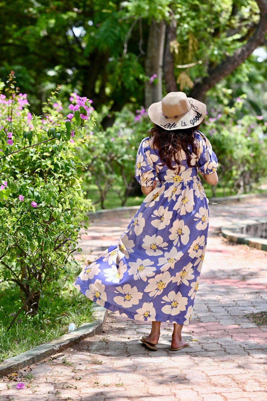 Aurevia Women’s Lavender Floral Printed Flared Maxi Dress