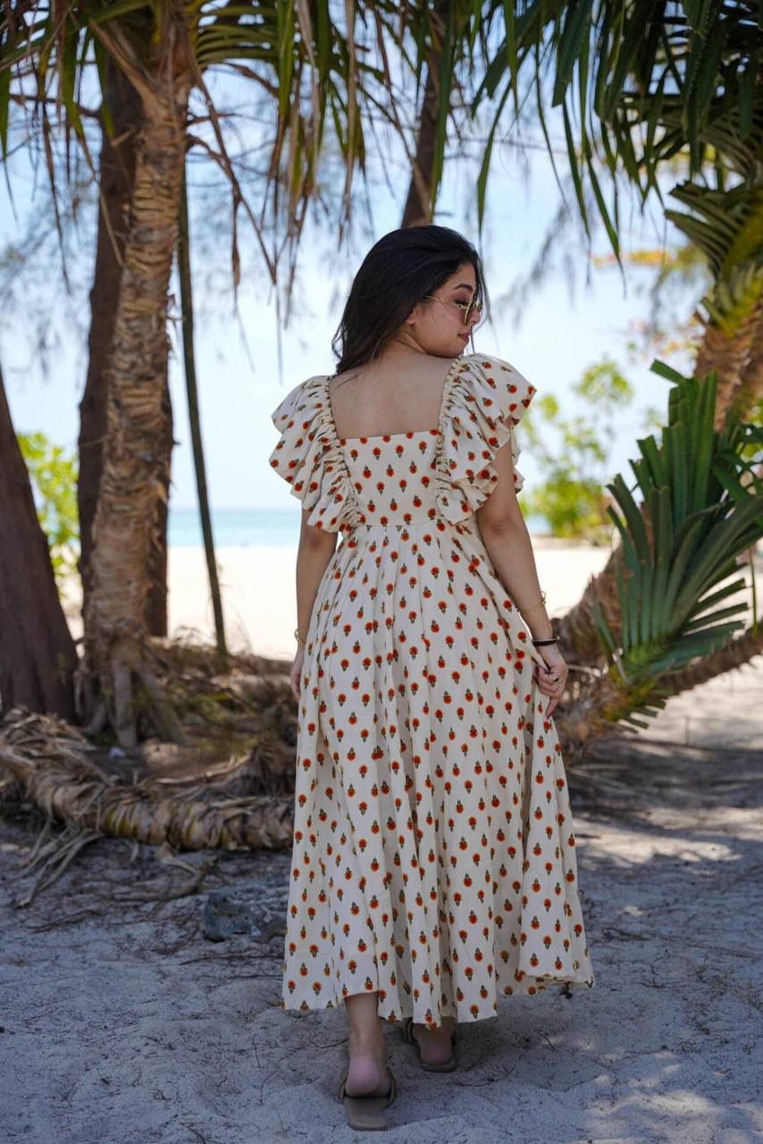 Aurevia Red Sunlit Breeze Midi Dress