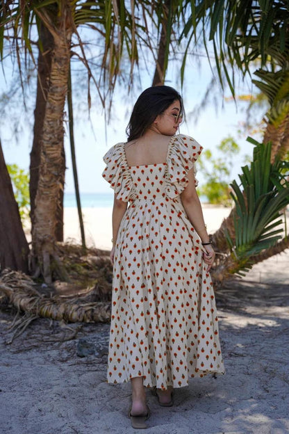 Aurevia Red Sunlit Breeze Midi Dress