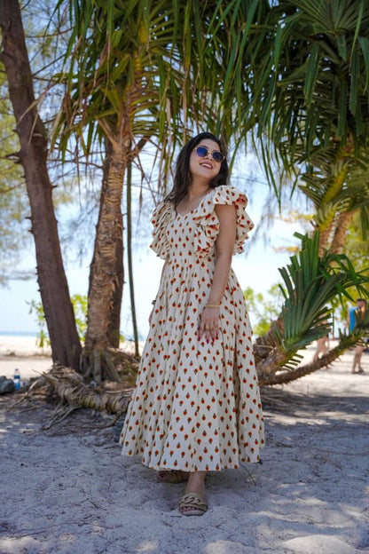 Aurevia Red Sunlit Breeze Midi Dress