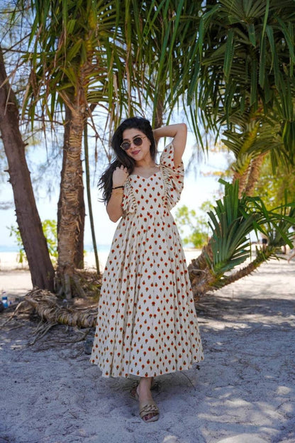 Aurevia Red Sunlit Breeze Midi Dress