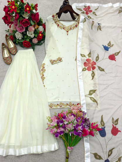 Aurevia Ivory Bloom Embroidered Kurta Set