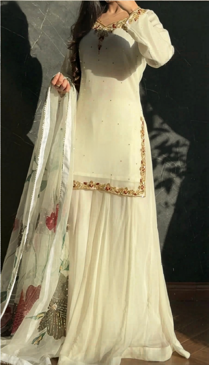 Aurevia Ivory Bloom Embroidered Kurta Set