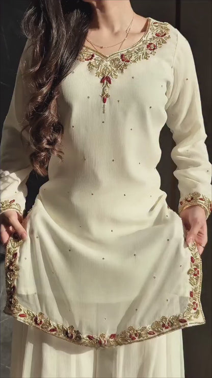 Aurevia Ivory Bloom Embroidered Kurta Set